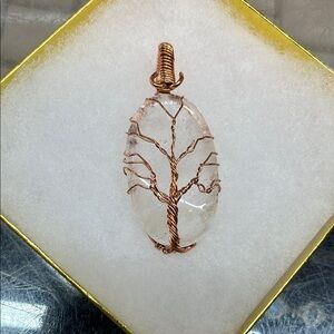 Clear, quartz new handmade, Copper Wire Wrapped Pendant
